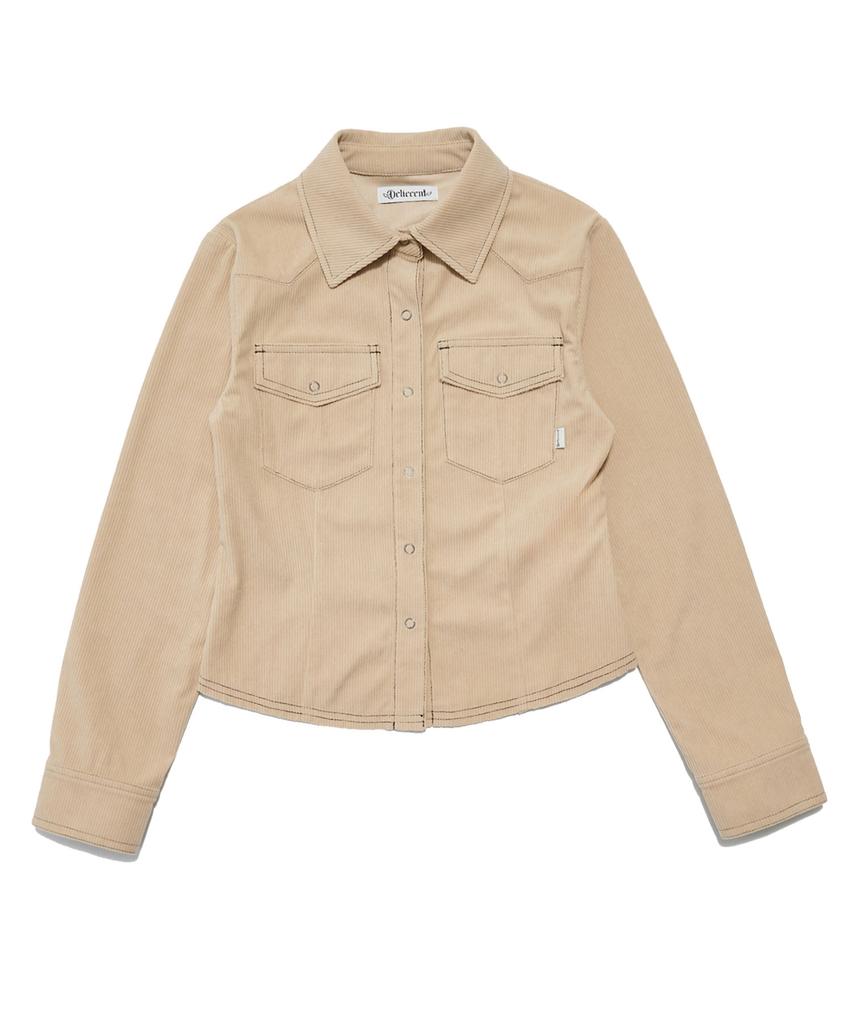 DELICCENT Corduroy Western Shirt [Beige]