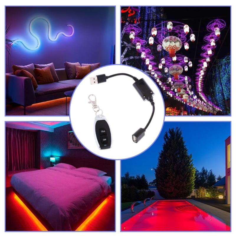 USB Wireless Remote Control for USB Lamp Fan Remote with Indicator Light 2 Button Transmitter & Receiver