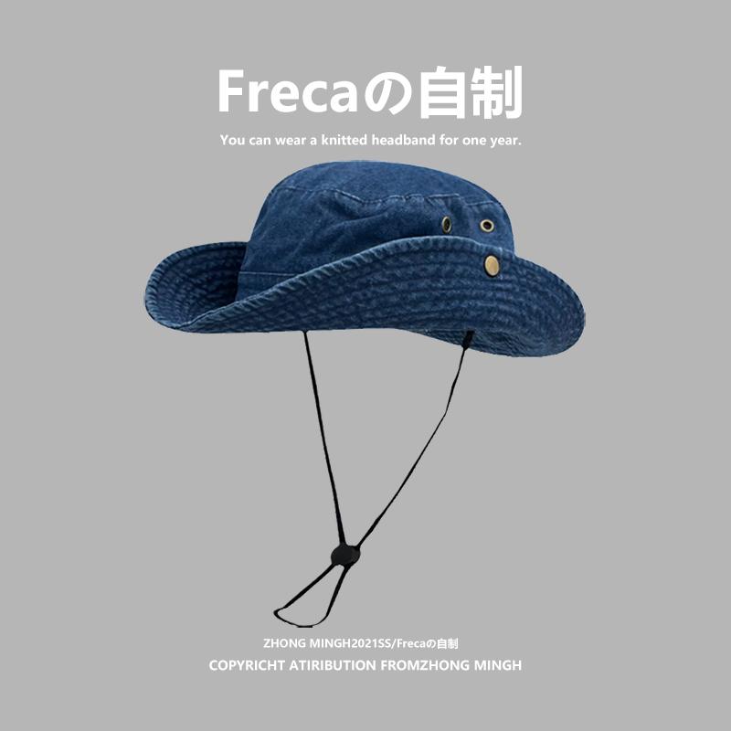 Japanese Outdoor Western Cowboy Fisherman Cap Men Women Summer Travel Mountaineering Fishing Bucket Hats Sun Protection Sun Hat