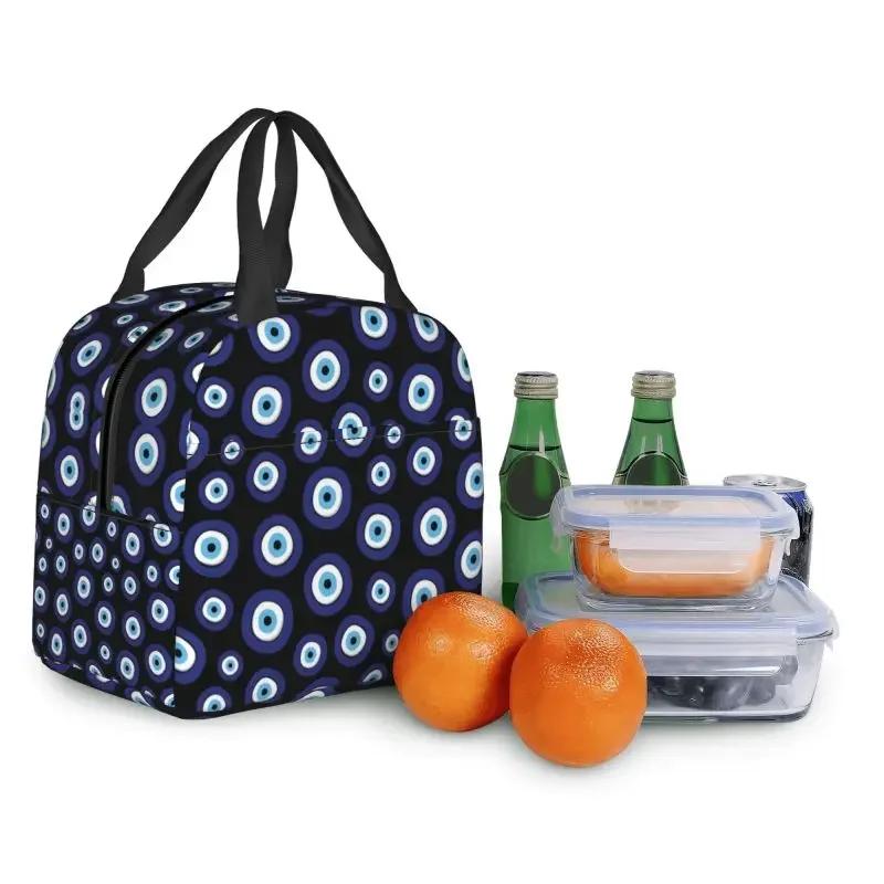 Greek Amulet Evil Eye Pattern Resuable Lunch Boxes Nazar Lucky Charm Thermal Cooler Food Insulated Lunch Bag School Children