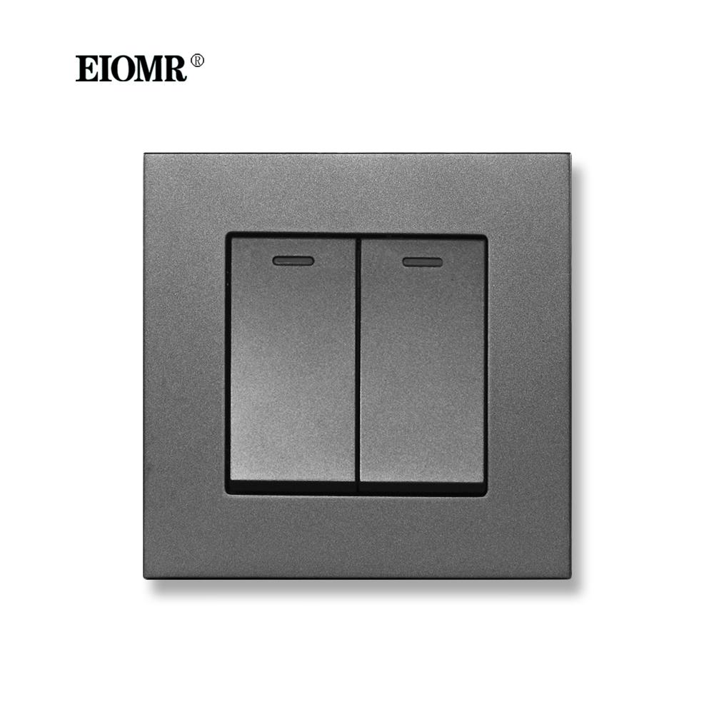 EIOMR EU/UK Standard Lichtschalter 16A 250V 2-fach 1-Wege / 2-Wege Wippschalter Großes Panel Luxus Wandtaster Unterputzschalter