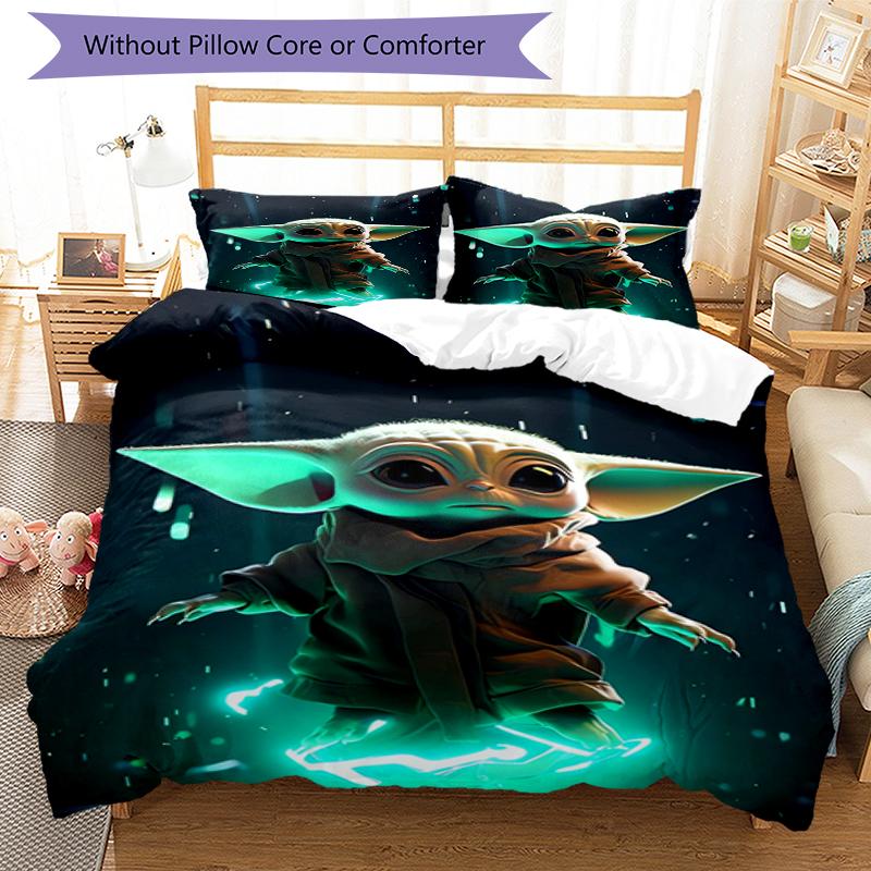 3pcs Yoda Bedding Set Duvet Cover Closure Includes 1 Duvet Cover & 2 Pillowcases, Soft and Comfortable for All Seasons.