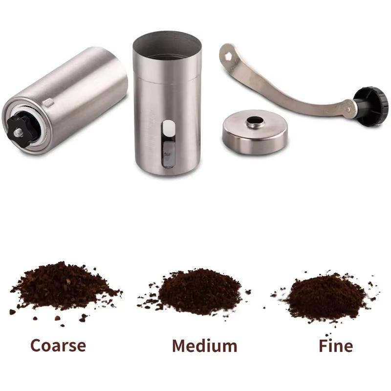 Manual Coffee Grinder Portable Stainless Steel Burr Coffee Bean Grinder with Ceramic Grinding Burr for Espresso Travel