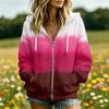 Women's Gradient Print Hooded Jacket with and Pockets for Casual