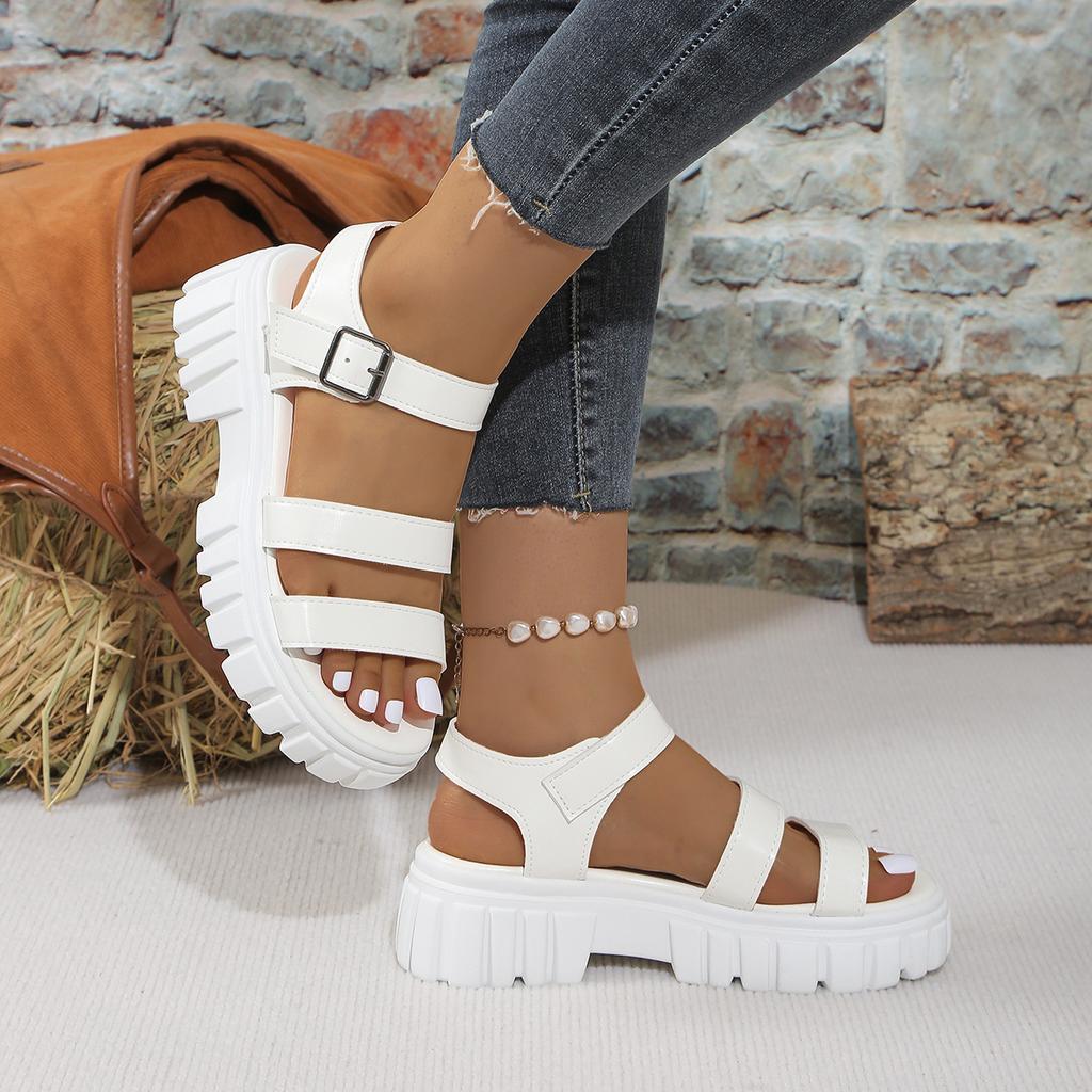 Fashion Women Shoes Black Platform Women Sandals Summer 2024 Female Shoes Woman Block Heel Fashion Buckle Causal Sandals High Quality
