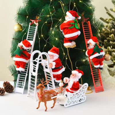 Electric Climbing Ladder Santa Claus with Beads - Cross-border Christmas Decoration and Kids' Gift for Malls