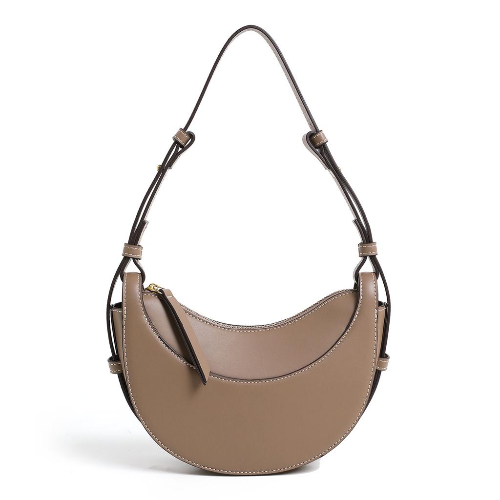 New Moon-shaped Crescent-shaped Bag with Lychee Pattern for Daily Use, Single Shoulder, Slanted Crossbody Bag