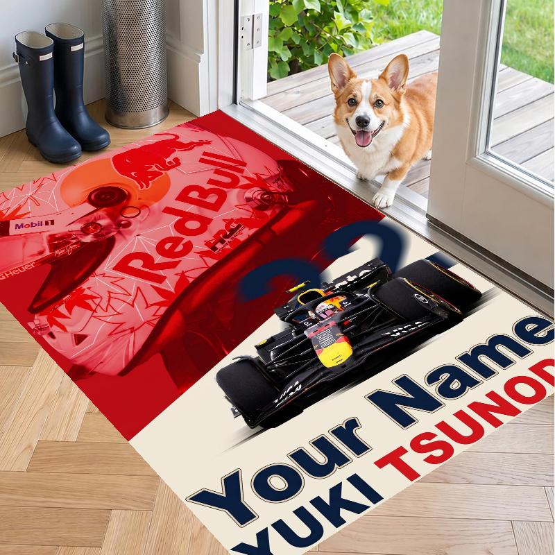 Custom Name Yuki Tsunoda Crystal Velvet Floor Rug Personalized Text Soft Carpet Home Decor
