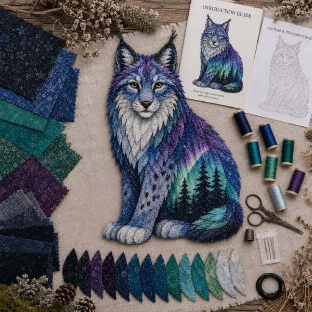 Handmade Patchwork Sewing Kit Starry Fabric Wildlife Craft Set Home Decor