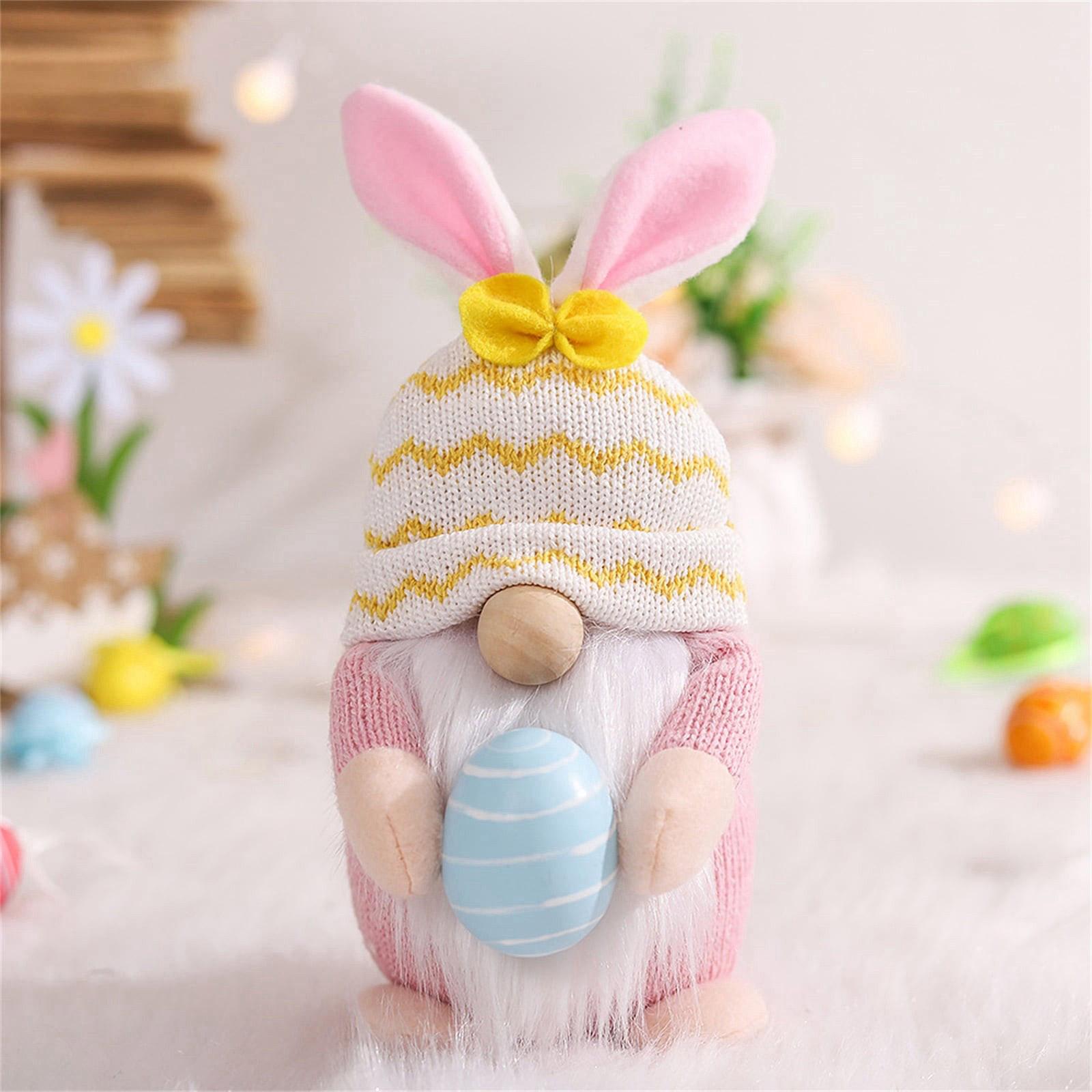 

Easter Dwarf Faceless Doll Decorations Set Of Three Egg Holding Doll Decorations Desktop Decoration One Size