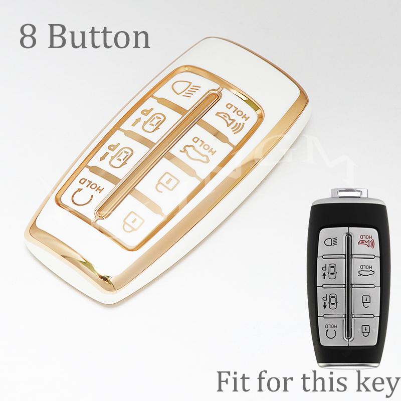 8 Button Car Tpu Key Case Cover Holder For Hyundai Genesis Gv70 Gv80 Gv90  -  Key Shell Keychain Protective Accessories
