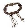 Bohemian Braided Cotton Rope Belt With Wooden Beads Adjustable Waist Cincher For Dresses And High Waist Pants