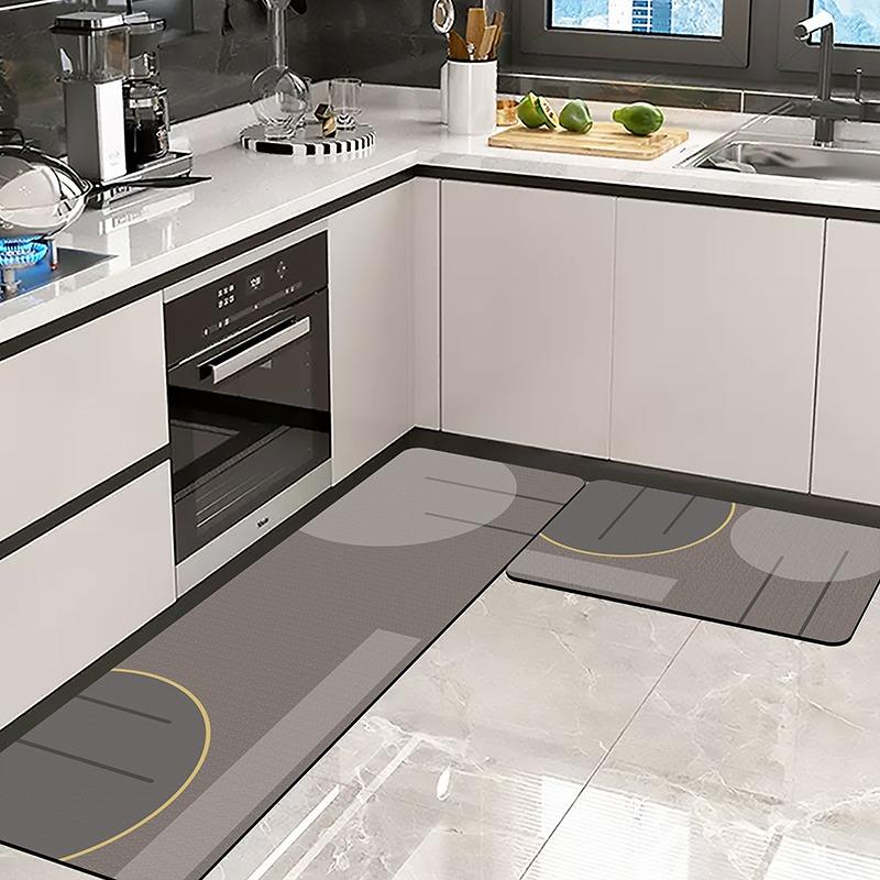 Kitchen Floor Mat Absorbent Long Carpet Quick-drying Diatom Mud Oil-absorbing Non-slip Foot Mats Gray Rug Home Decoration Rugs