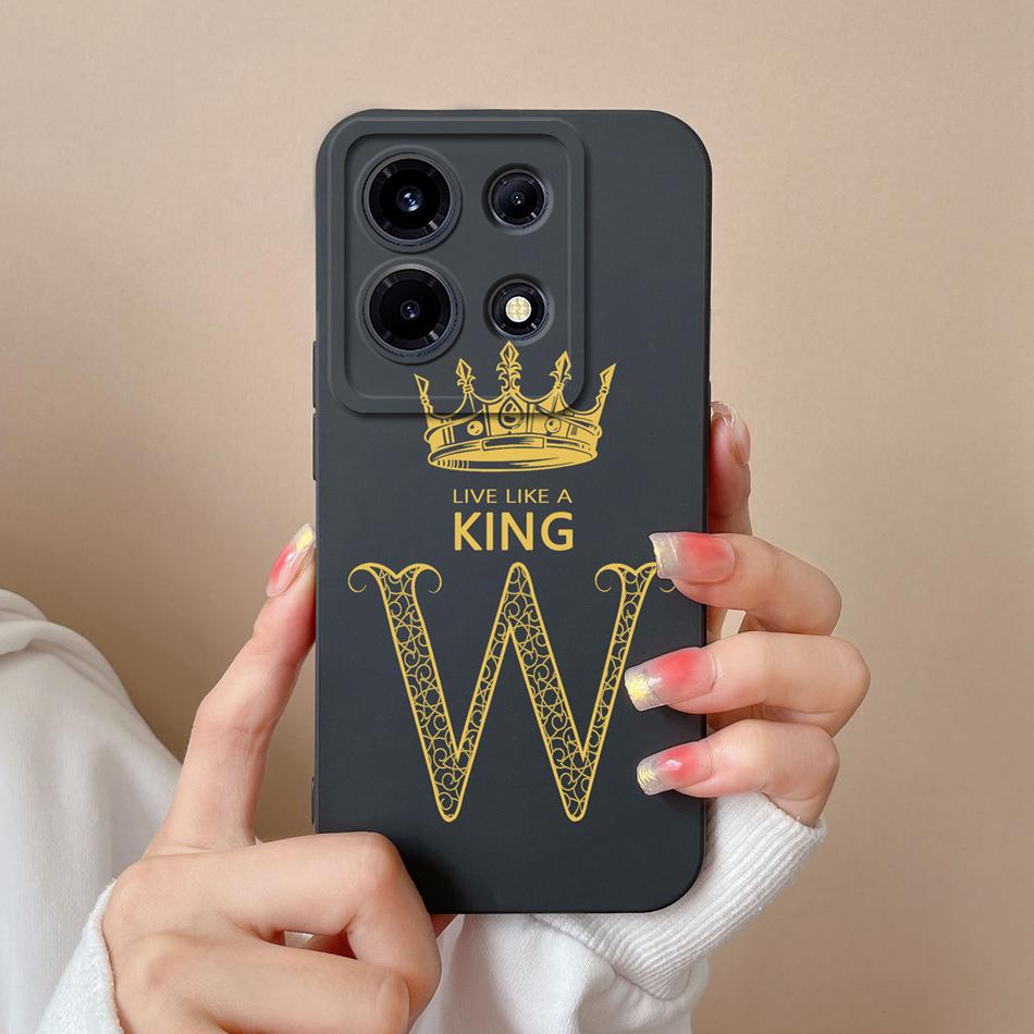 For Infinix Note 30 Pro Vip 30i Case Crown 26 Letter Upgrade Lens Protection Soft Liquid Silicone Cover For Infinix Note30 30Pro
