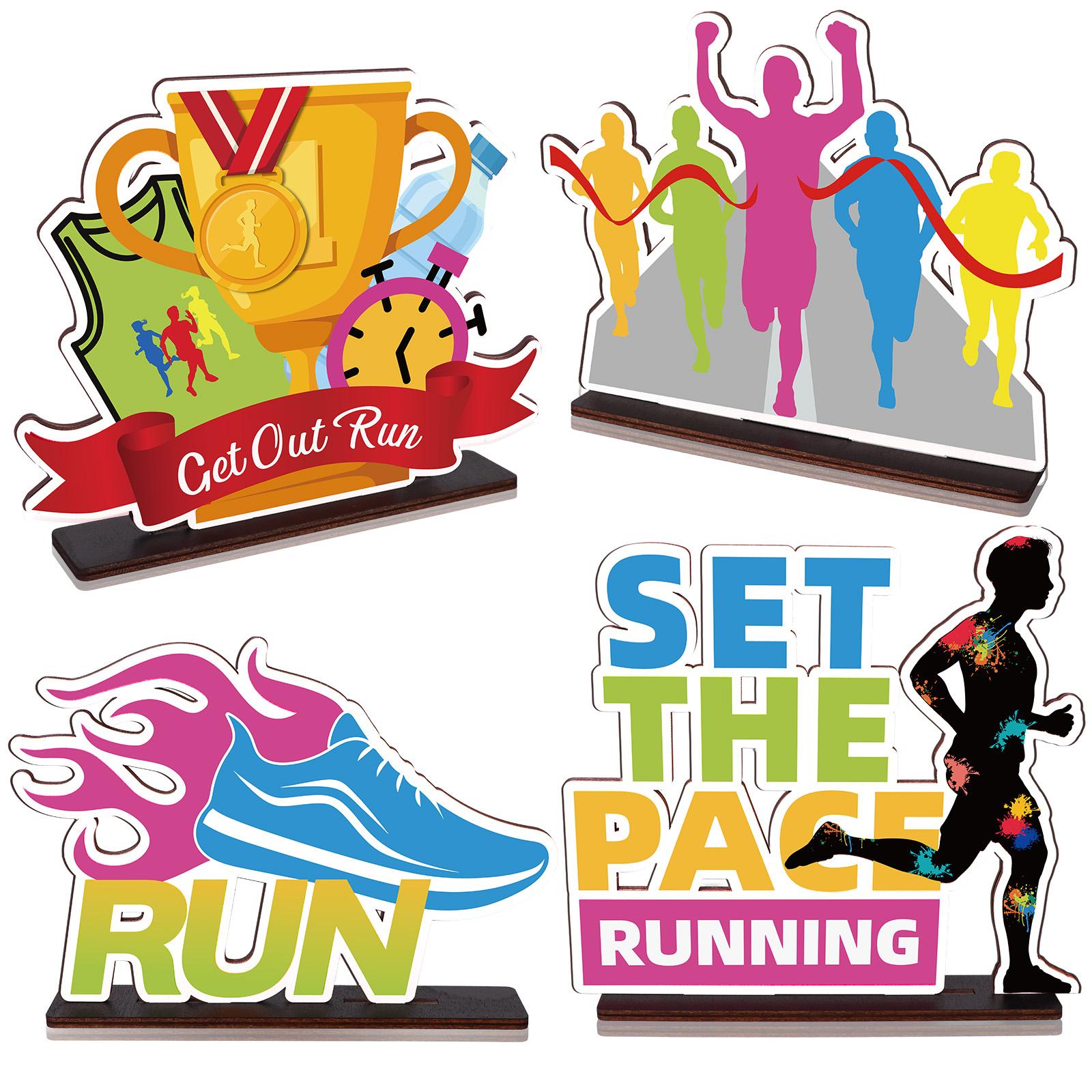 

4 Pieces Running Table Decorations Running Table Centerpieces Run Themed Happy Birthday Party Decorations Marathon Sport Table D синий
