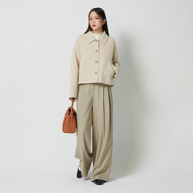 LAP Double-Pleated Tencel Wide Long Pants Aq3Wp868