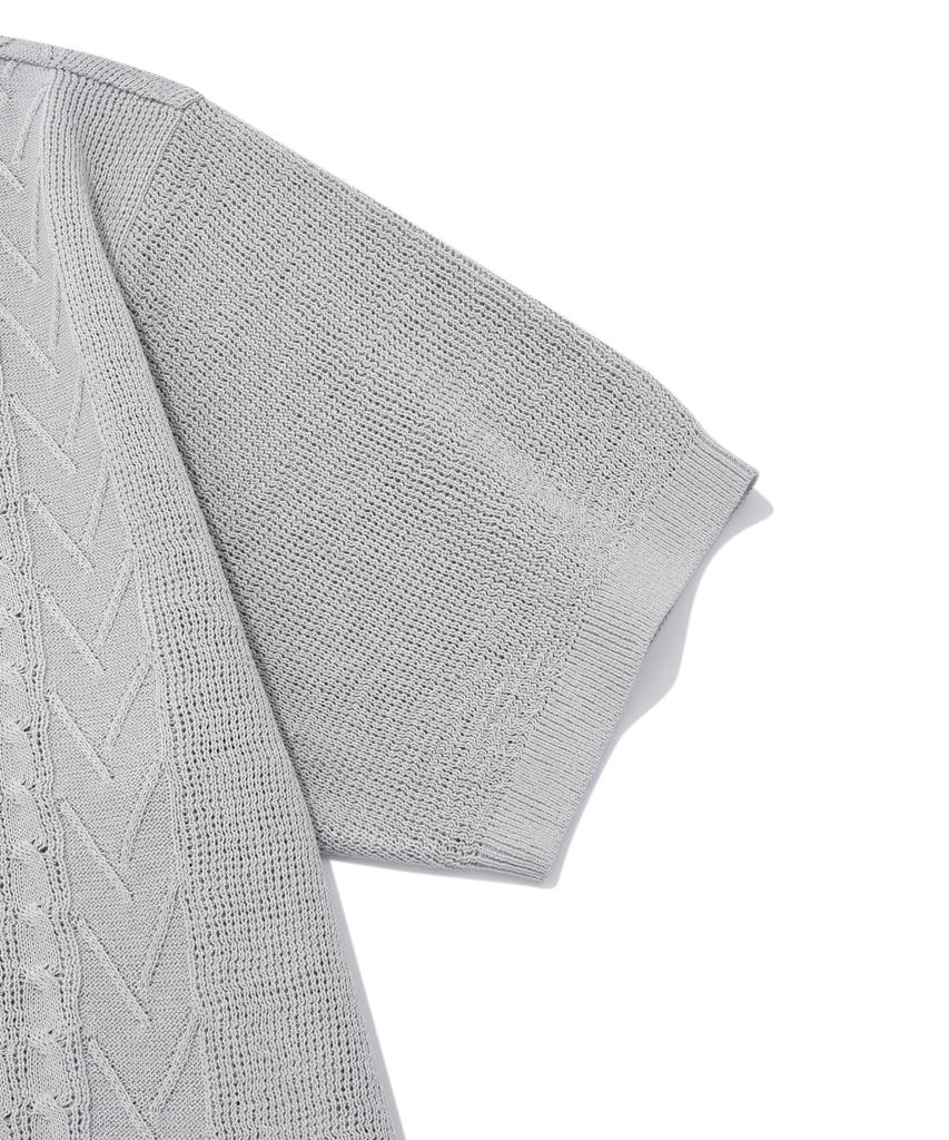 COVERNAT Cool Cable Collar Half Knit Light Blue