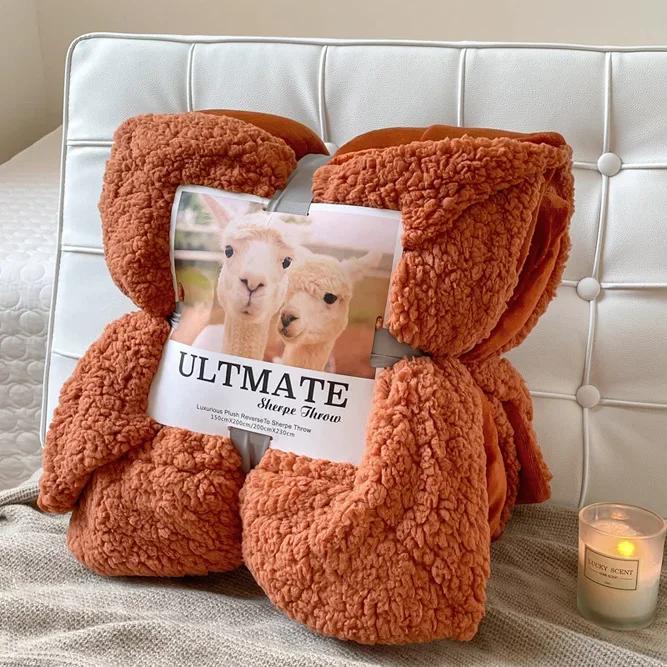 Fashion Best-selling Lamb Wool Blanket Solid Color Thickened Blanket Lunch Break Blankets Warm Bed Sheet Mantas De Cama Cobijas