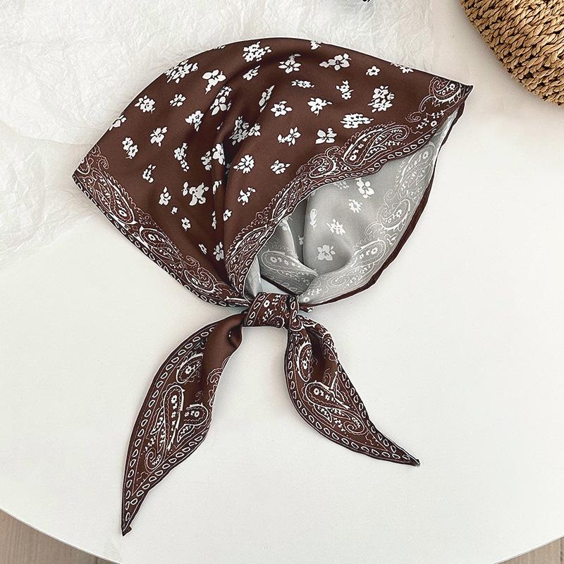 Hair band women's retro paisley cashew pattern silk scarf Naza simple fashion tied hair rhombus headscarf