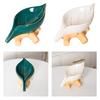 Ceramics Soap Dish with Drain Waterfall Holder for Kitchen Home Green