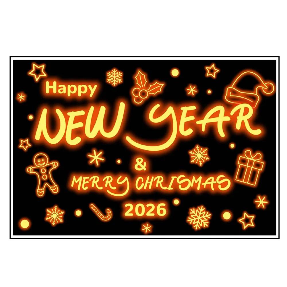 

Multicolor Merry Christmas Sticker Cartoon Animal Ornament Christmas Train Window Sticker Removable Electrostatic