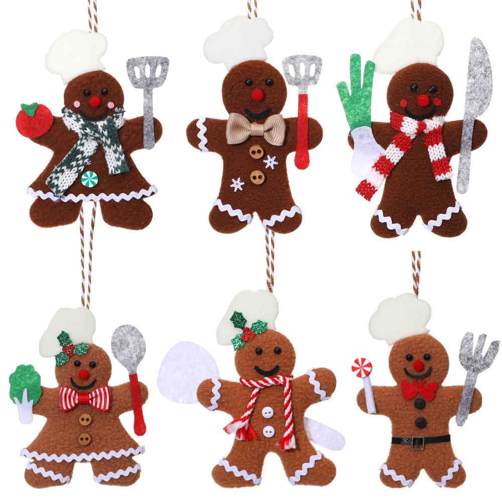 Cross Border Gingerbread Man Christmas Pendant Christmas Tree Decoration Scene Arrangement Props Plush Chef Gingerbread Man