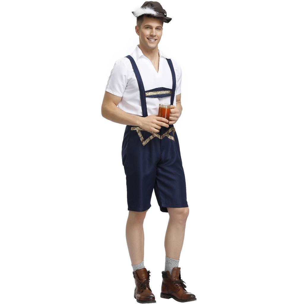 Germany Munich Men's Oktoberfest Cos Beer Costume Stage Costume, Men's Overalls Halloween Costume