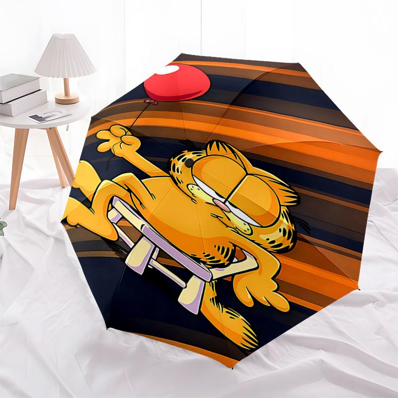 

Garfield Balloon Automatic Opening and Closing Umbrella - Portable 3-Fold Design with 8-Bone Iron Frame - Gift for Fans, Travelers, Everyday