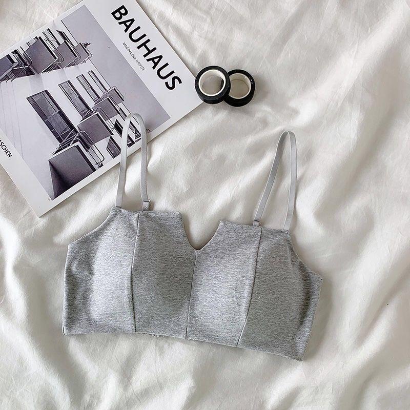 Backless Student Korean Style Women's Bra Wire-Free Thin Push-Up Sports Bra Camisole Spaghetti Strap Tank Top Underwear