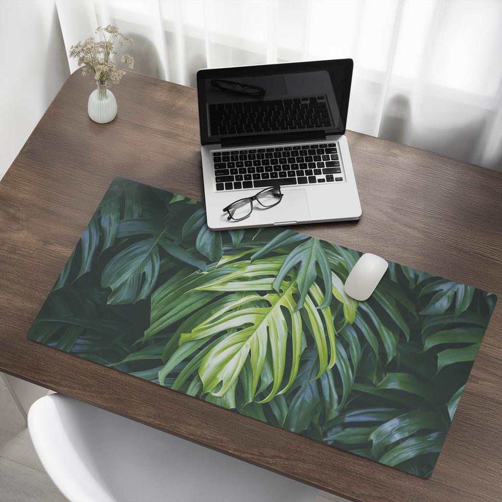 Protective Desk Mat Keyboard Mouse Pad Tropical Leaves 100x50 cm