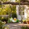 Miniature Garden Decor Creative Frog On a Swing Hanging Ornament, Cute Resin for Outdoor Trees Ornament Patio Balcony, Micro-Landscape Statue