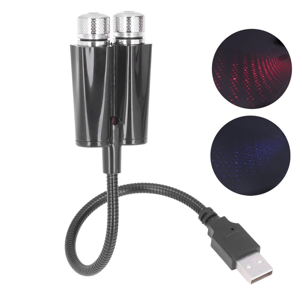 Car USB Ambient Projector Light Red Blue Lightings Plug and Play Free Bending FlexibleNon Voice Control