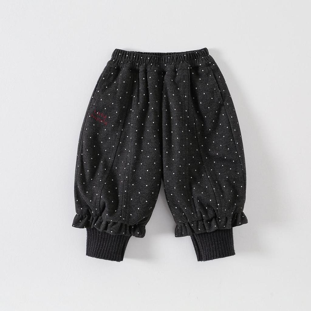 Retro Polka Dot Baby Footed Pants – Korean Style Boys' Autumn/Winter Cotton Casuals