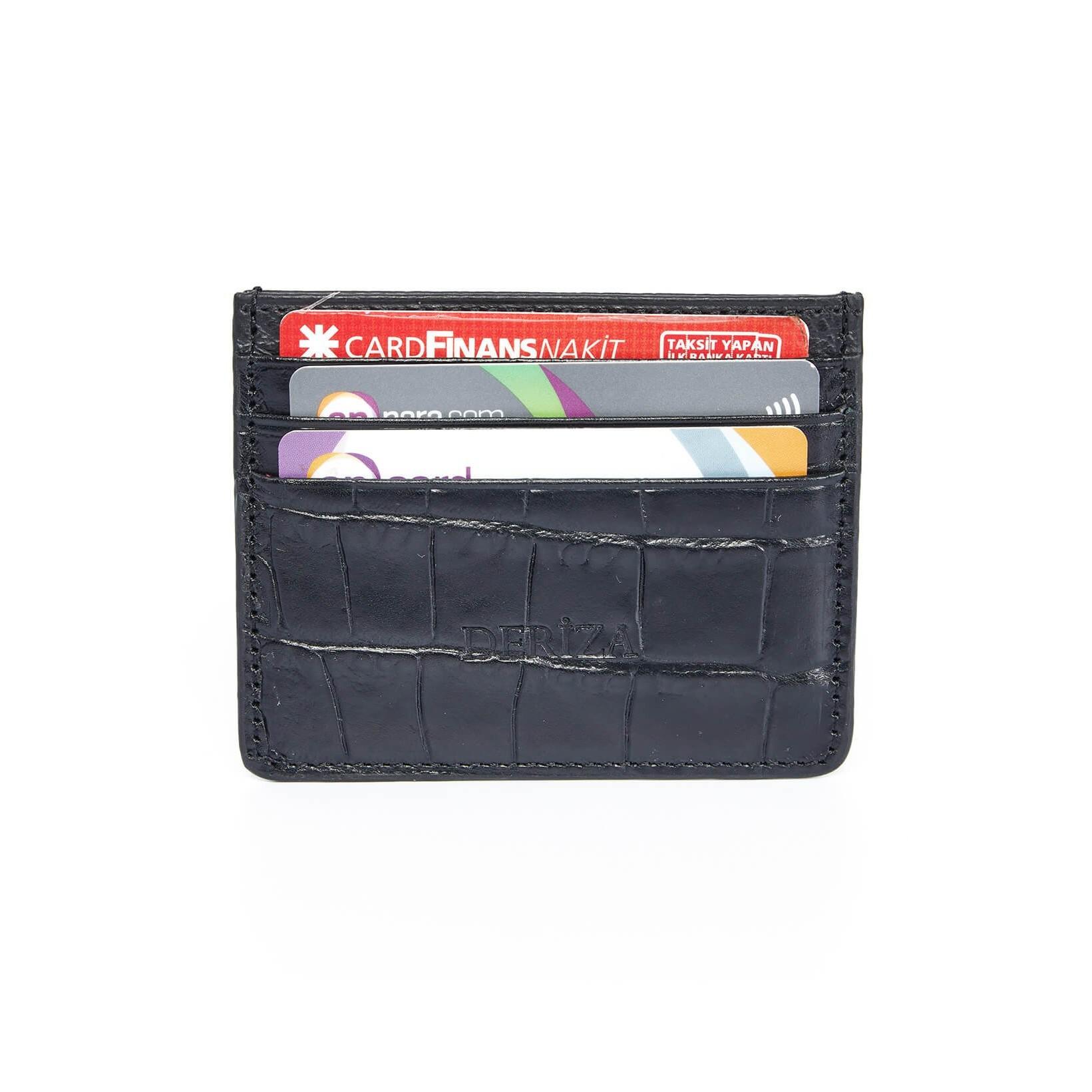 

Мини-картхолдер из натуральной кожи Крокодил Черный