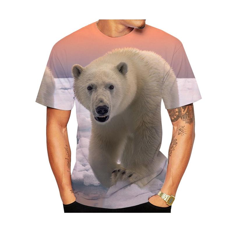 Cute Polar Bear Graphic T Shirts For Men Fashion Summer Short Sleeve 3D Animal Printed Kids T-shirts Casual Streetwear Tees Tops