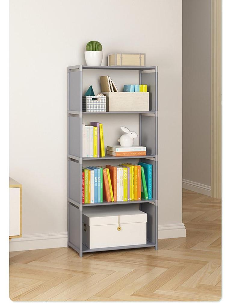 Large Combination Bookshelf: Floor-Standing Storage Rack with Desktop Steel Pipe Shelves for Kids