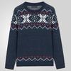 Men's Crew Neck Sweaters Loose Fit Long Sleeve Warm Knit Cozy Jumpers Sweater Lightweight Knitted Casual Snowflake Pullover Tops Knitwear for Men