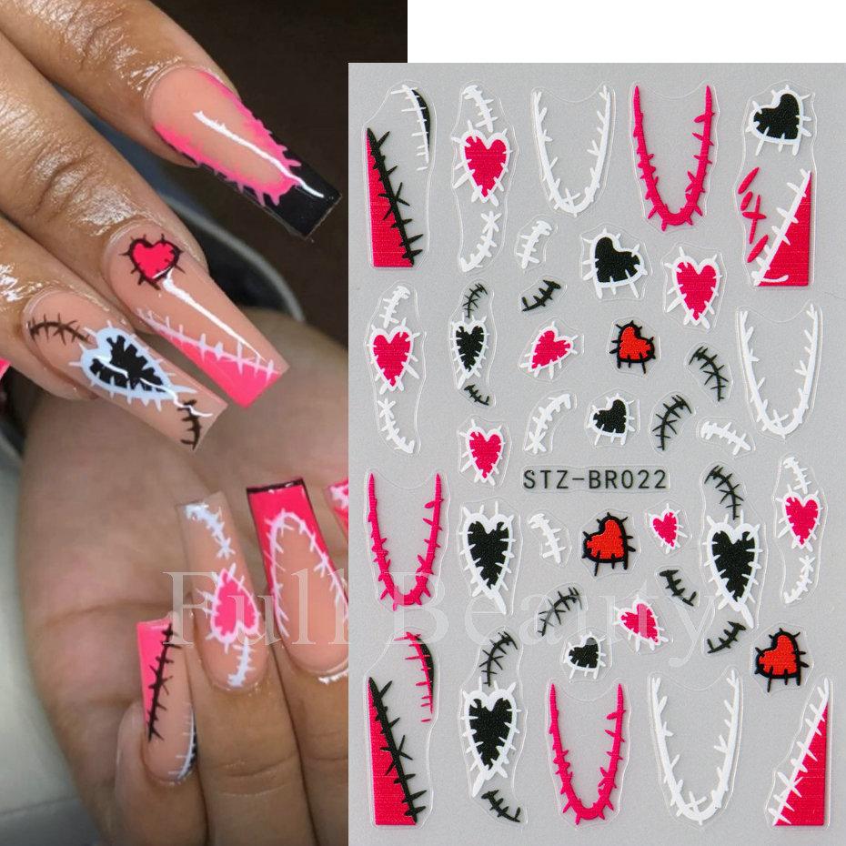 Nail Art Stickers, Valentine'S Day French Thorn Line Patches, Love Thin And Tough Nail Stickers