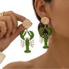 Geometric Shell Lobster Pendant Earrings Women Zinc Alloy Drip Oil Finish Minimalist 2026 Fashion Jewelry