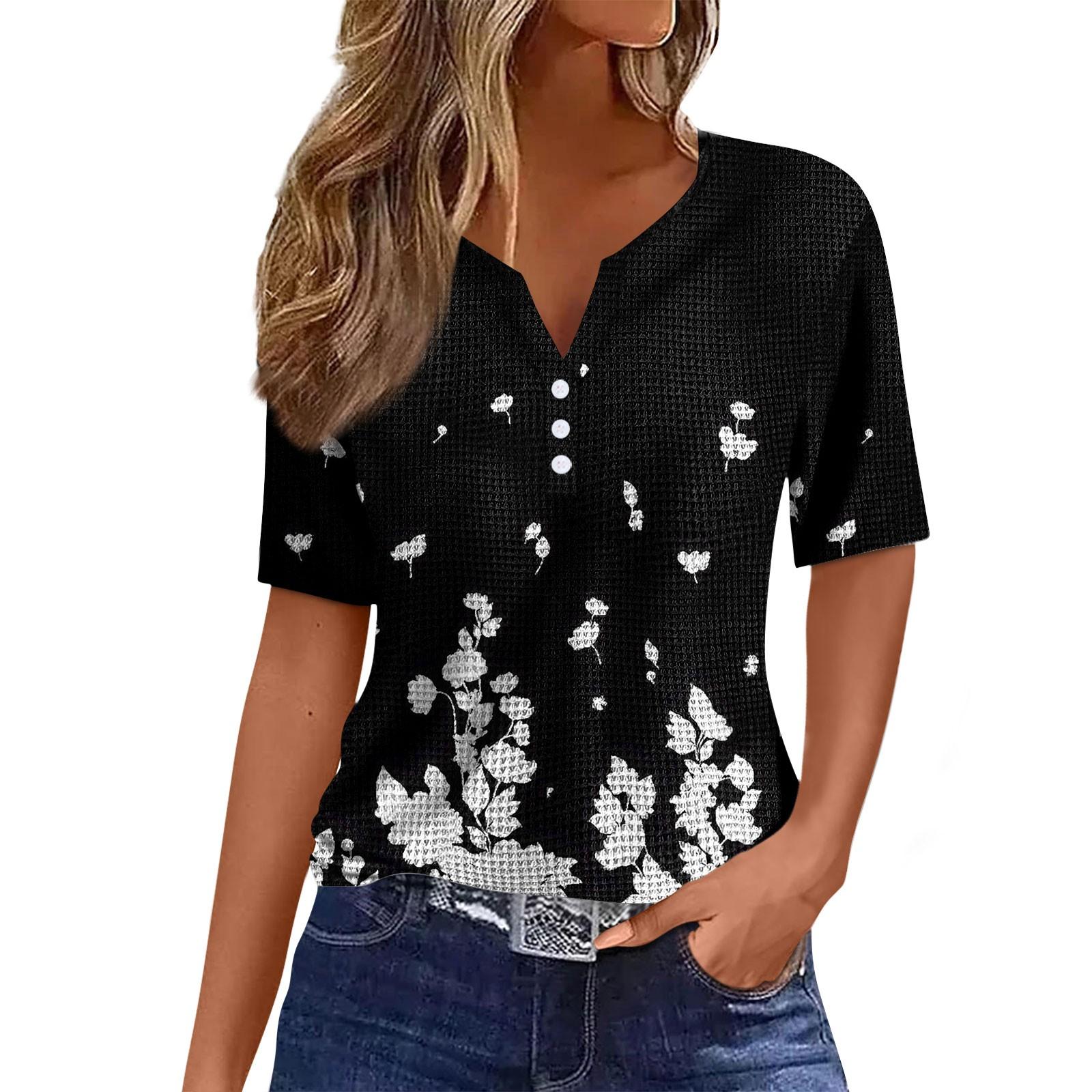 

Женские повседневные свободные рубашки модные топы футболки футболки M чёрный