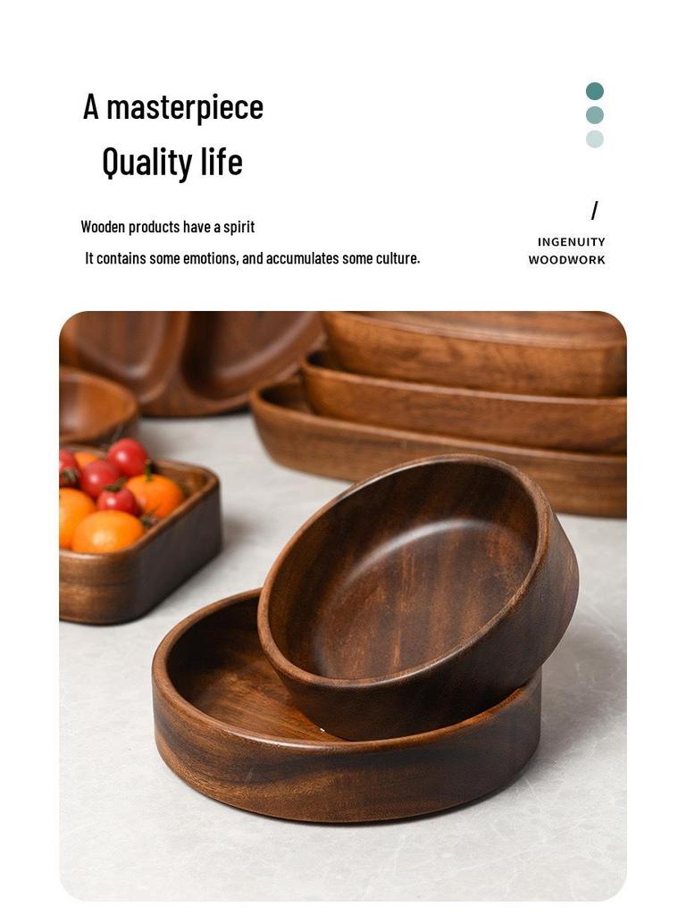 Walnut Wood Fruit Bowl - Solid Wood Snack and Salad Plate
