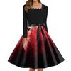 Women's Fashion Square Neck Casual Slim Halloween Printed Long Sleeve Dresses