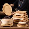 Solid Wood Heat Insulation Pad for Clay and Stone Pots, Iron Plate, Carbon Stove, or Hot Tea with Anti-Scalding Protection.