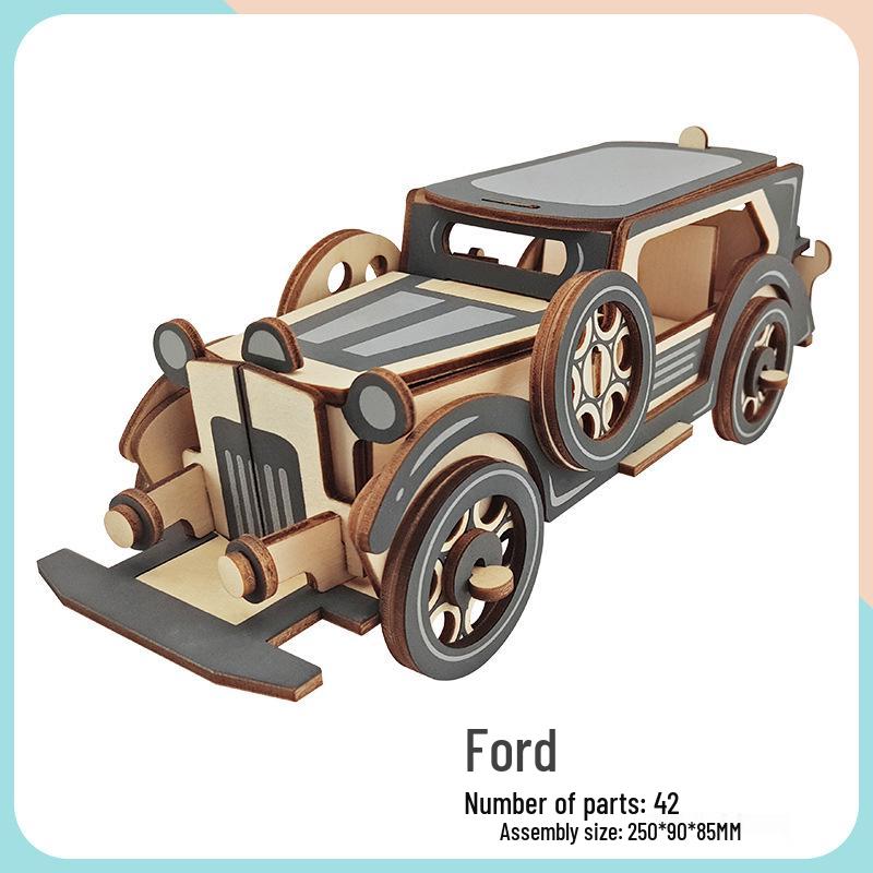 Wooden 3D Puzzle Car - Educational Handmade Toy for Kids