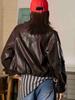 The Green Lab Faux Leather Blouson Jacket [Brown]