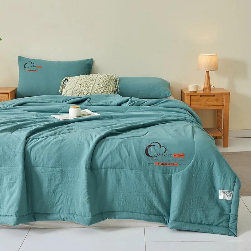 Japanese Summer Quilt - Washed Cotton Solid Color, Lightweight Breathable Bedspread (No Pillowcase/Sheet, Machine Wash)