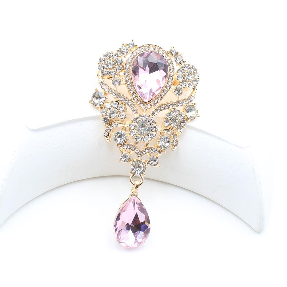 European and American Style 1 Piece 40 * 70MM High-end Diamond Studded Water Droplet Glass Brooch DIY Suit Dress Collar Decorati