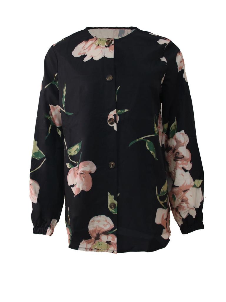 2024 Women's Muslim Floral Bubble Sleeve Blouse