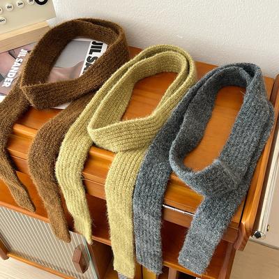 Winter New  Women's Imitation Cashmere Mohair Scarf Solid Color Narrow Long Scarf Female Korean Version Knitted Woolen Scarves