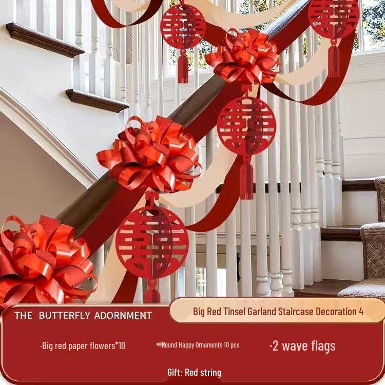 Wedding Stair Railing Decoration Package with Balloons and Flowers: Complete Set for Wedding Room Arrangement